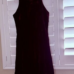 Tahari Velvet Sleeveless Mid length Dress in Deep Plum